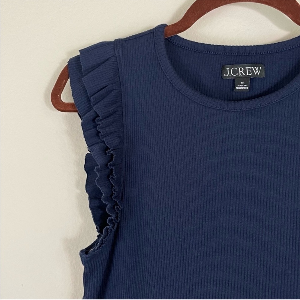 J. Crew Deep Blue Ribbed Knit Top - Picture 4 of 6